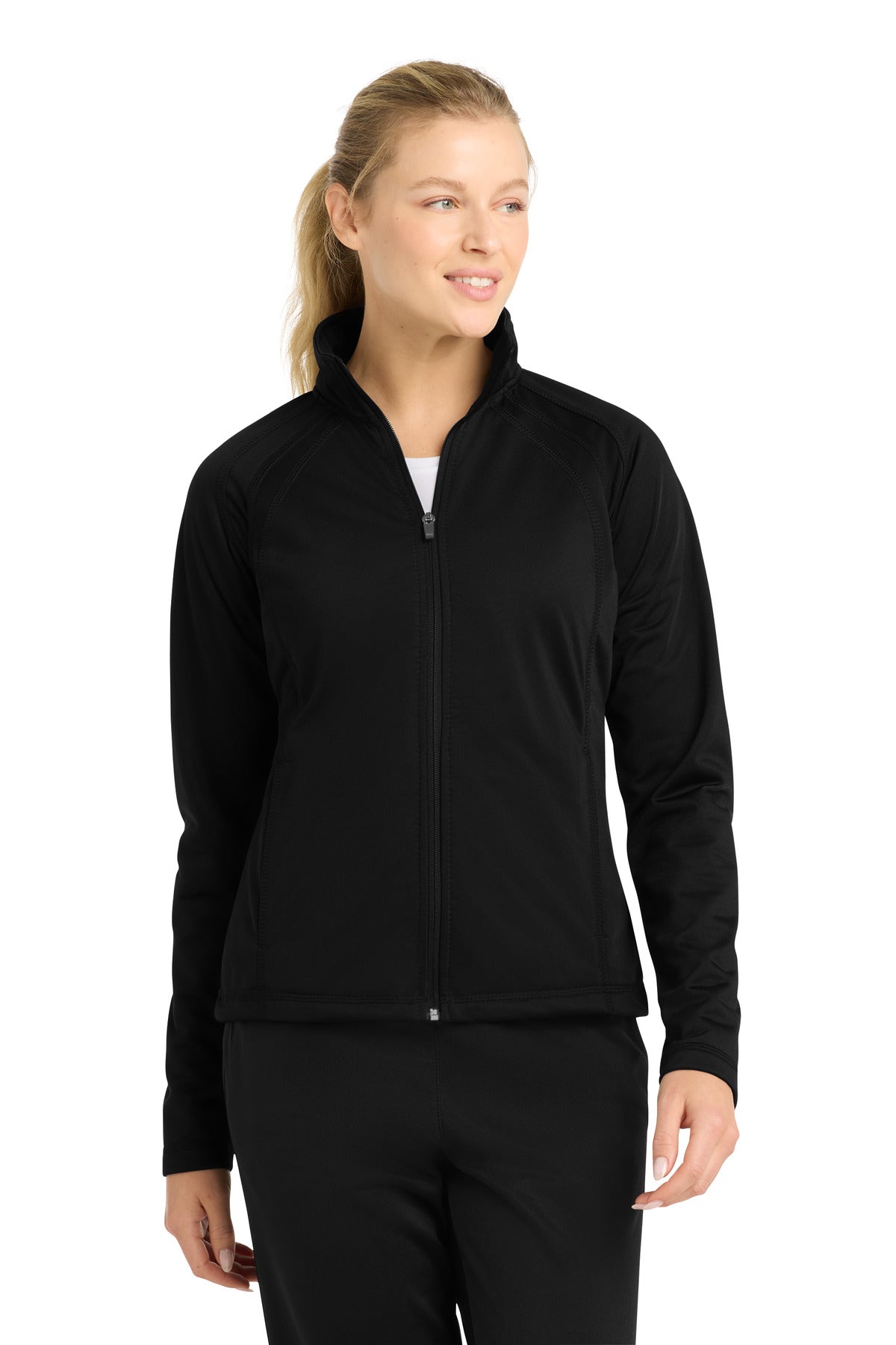 Sport-Tek Women's Tricot Track Jacket - Black/ Black