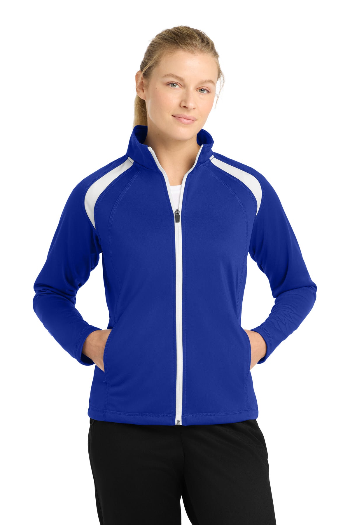 Sport-Tek Women's Tricot Track Jacket - True Royal/ White