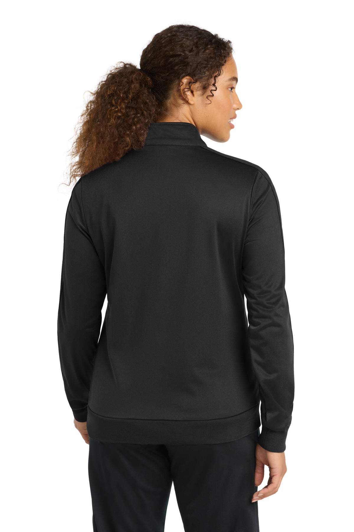 Sport-Tek  Ladies Tricot Sleeve Stripe Track Jacket - Black/ Black