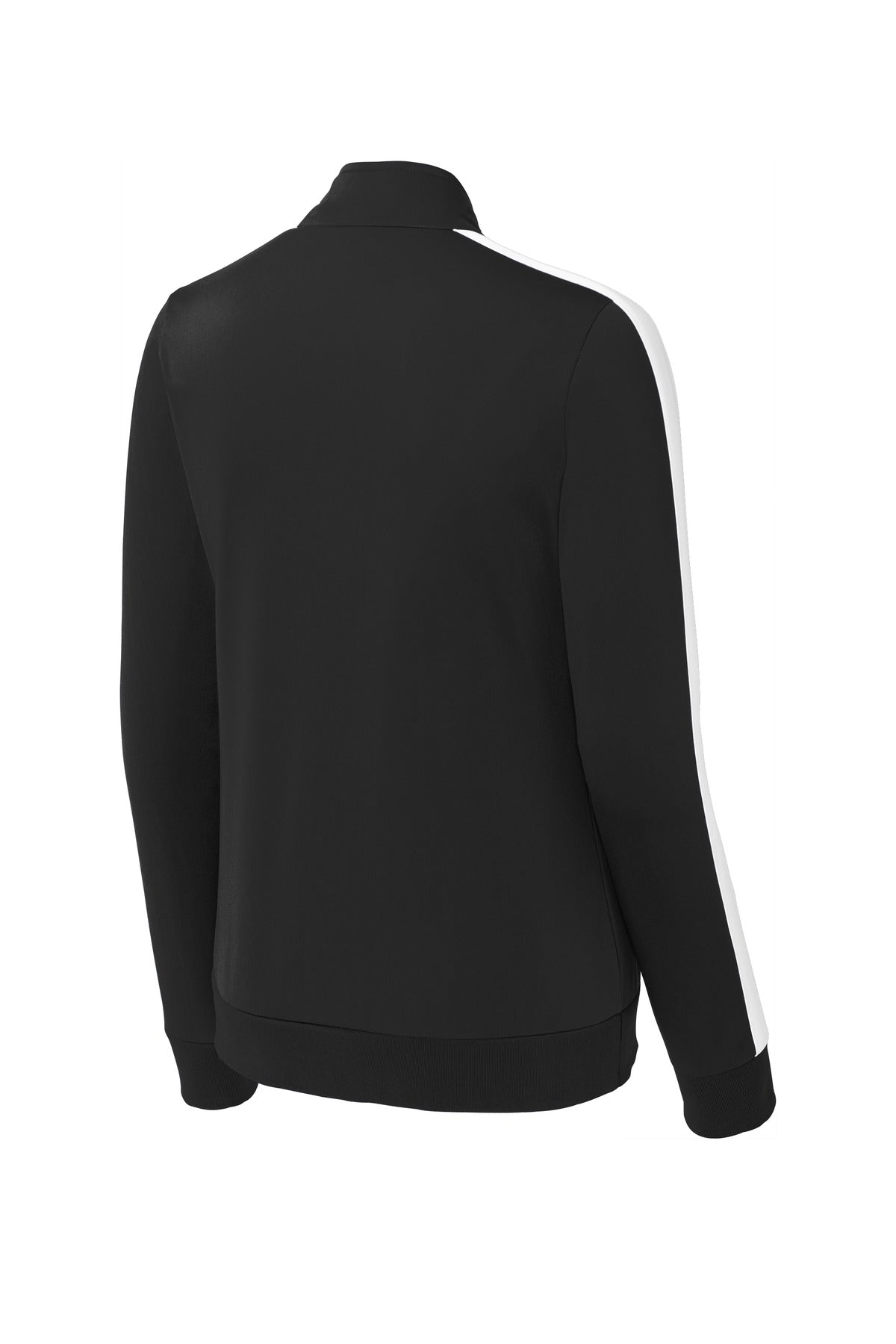 Sport-Tek  Ladies Tricot Sleeve Stripe Track Jacket - Black/ White