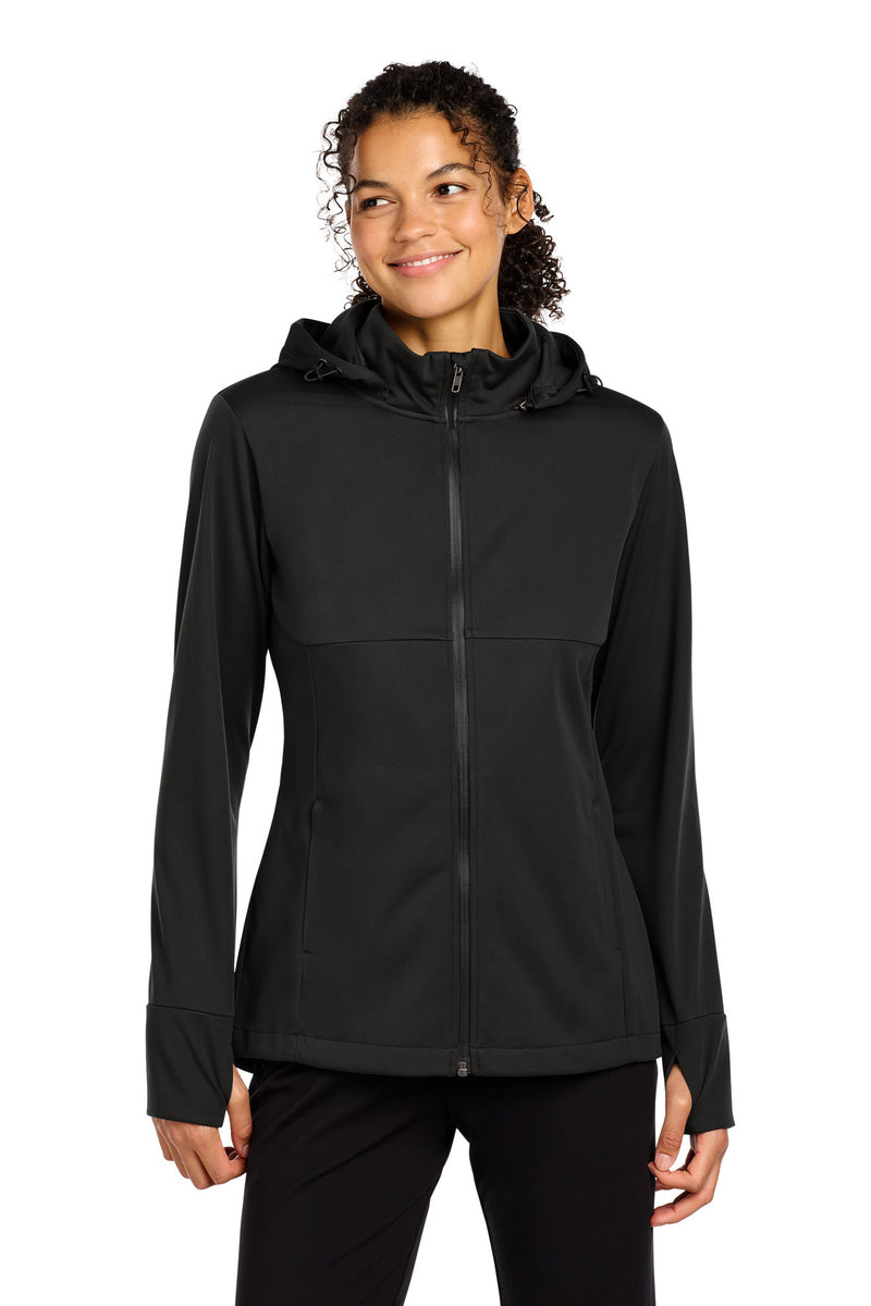 Sport-Tek Women's Hooded Soft Shell Jacket - Deep Black