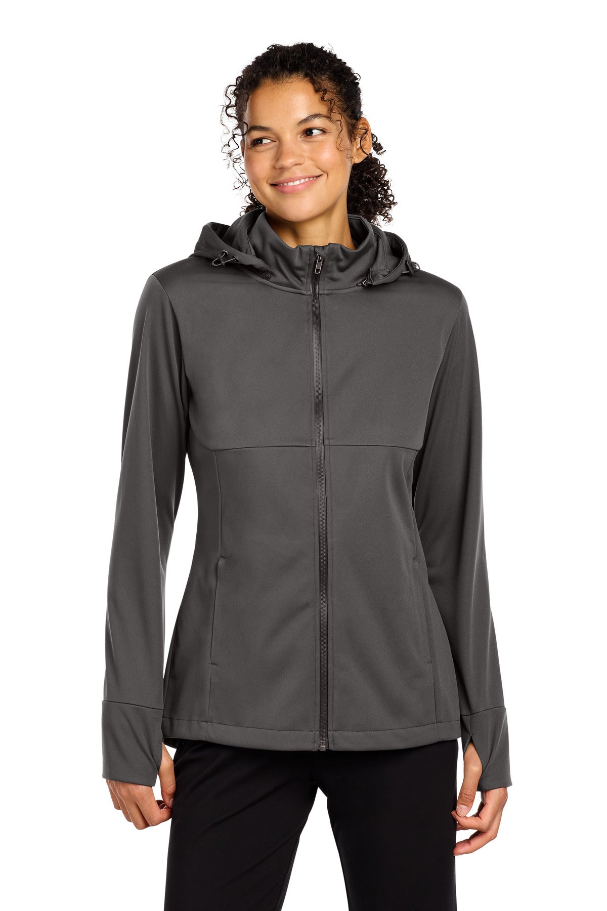 Sport-Tek Women's Hooded Soft Shell Jacket - Graphite