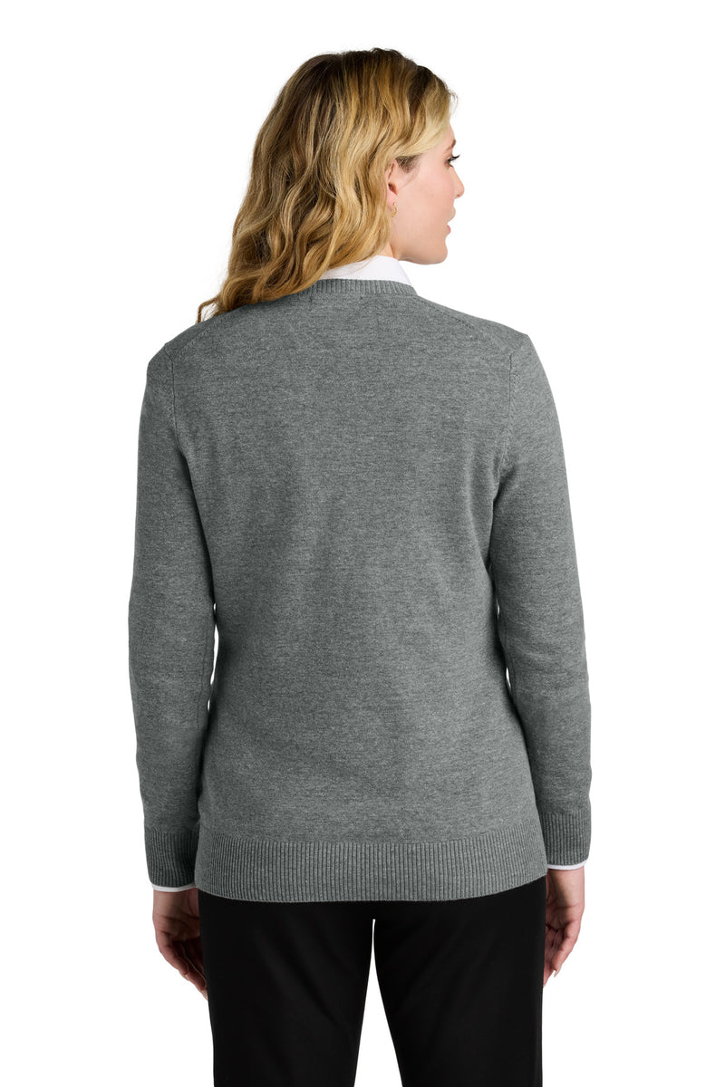 Port Authority Women's Easy Care V-Neck Sweater - Medium Heather Grey