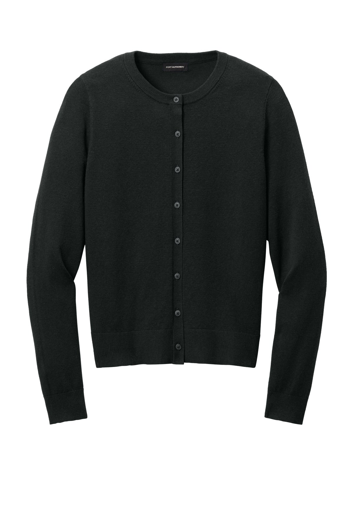 Port Authority Women's Easy Care Crewneck Cardigan Sweater - Deep Black