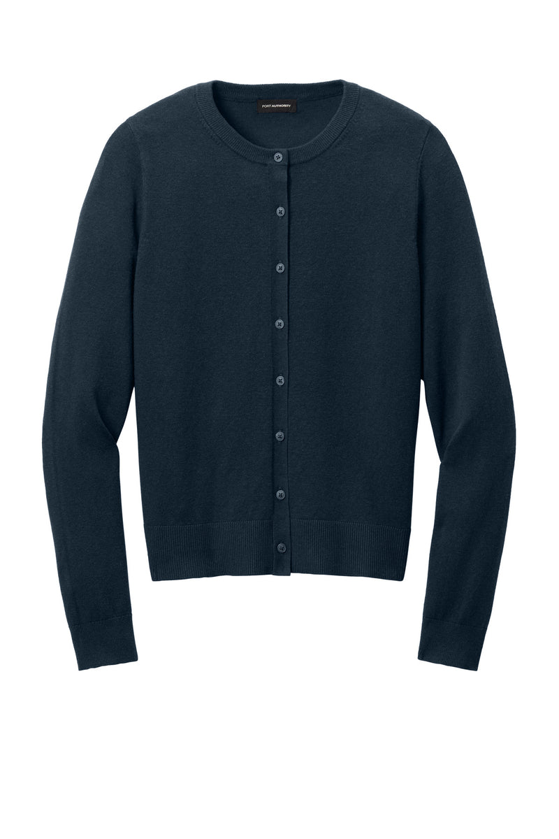 Port Authority Women's Easy Care Crewneck Cardigan Sweater - River Blue Navy