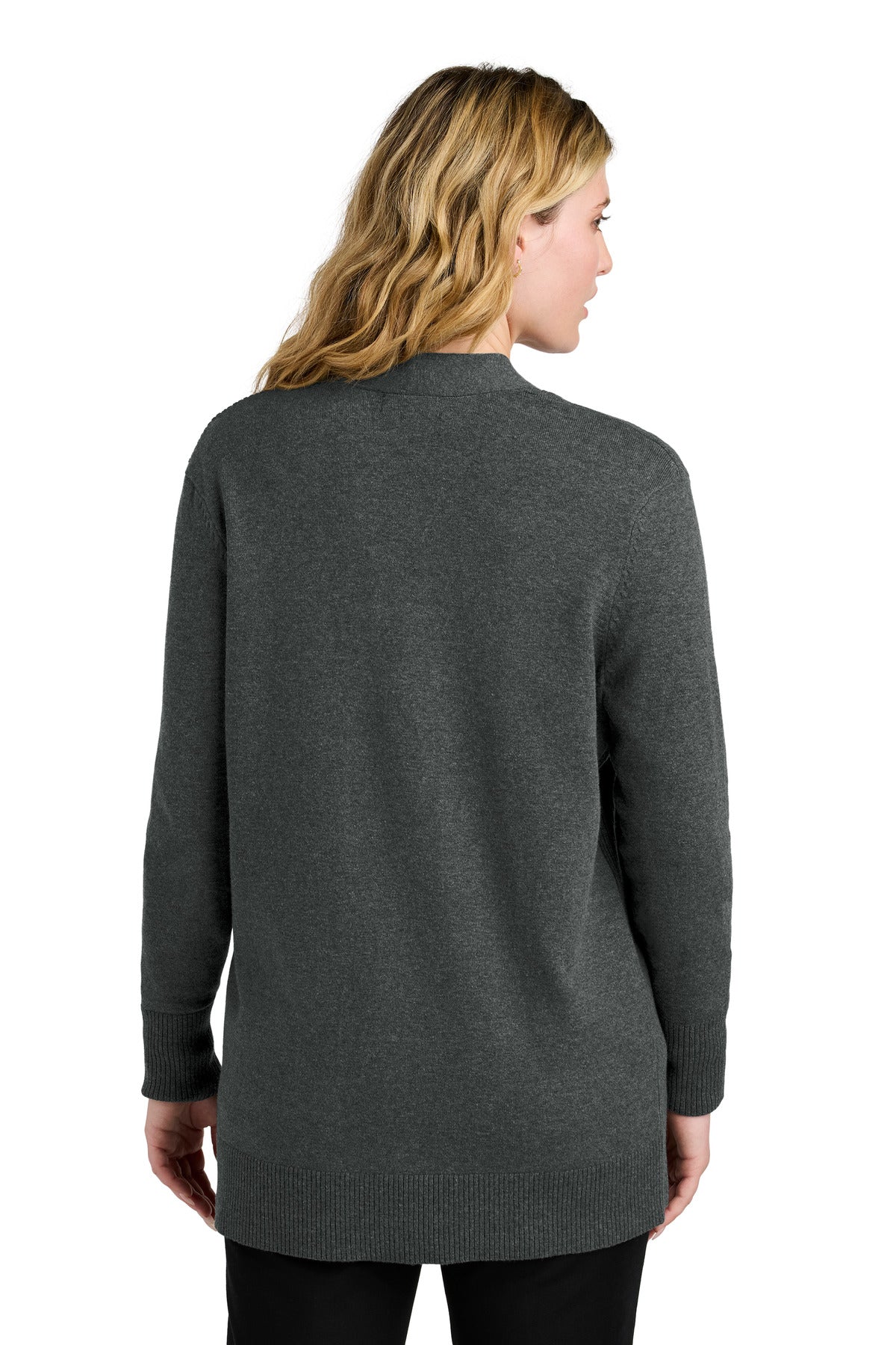 Port Authority Women's Easy Care Open-Front Cardigan Sweater - Charcoal Heather