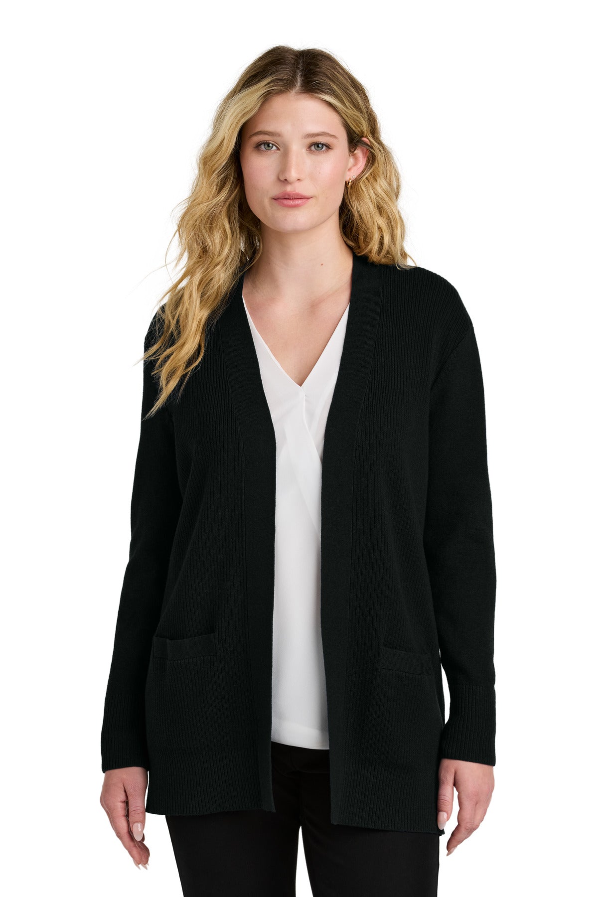 Port Authority Women's Easy Care Open-Front Cardigan Sweater - Deep Black