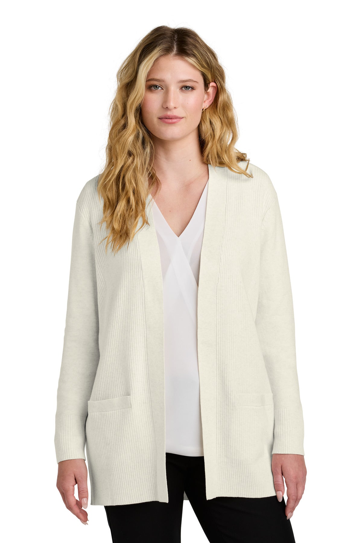 Port Authority Women's Easy Care Open-Front Cardigan Sweater - Oatmeal Heather