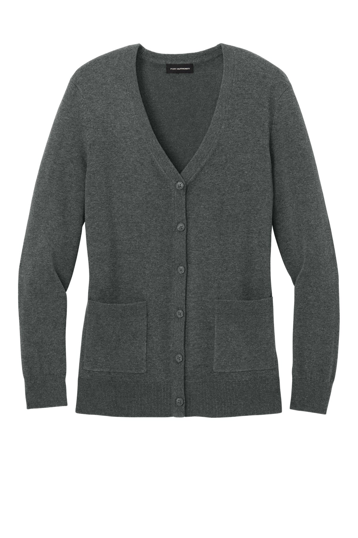Port Authority Women's Easy Care Button-Up Cardigan Sweater - Charcoal Heather