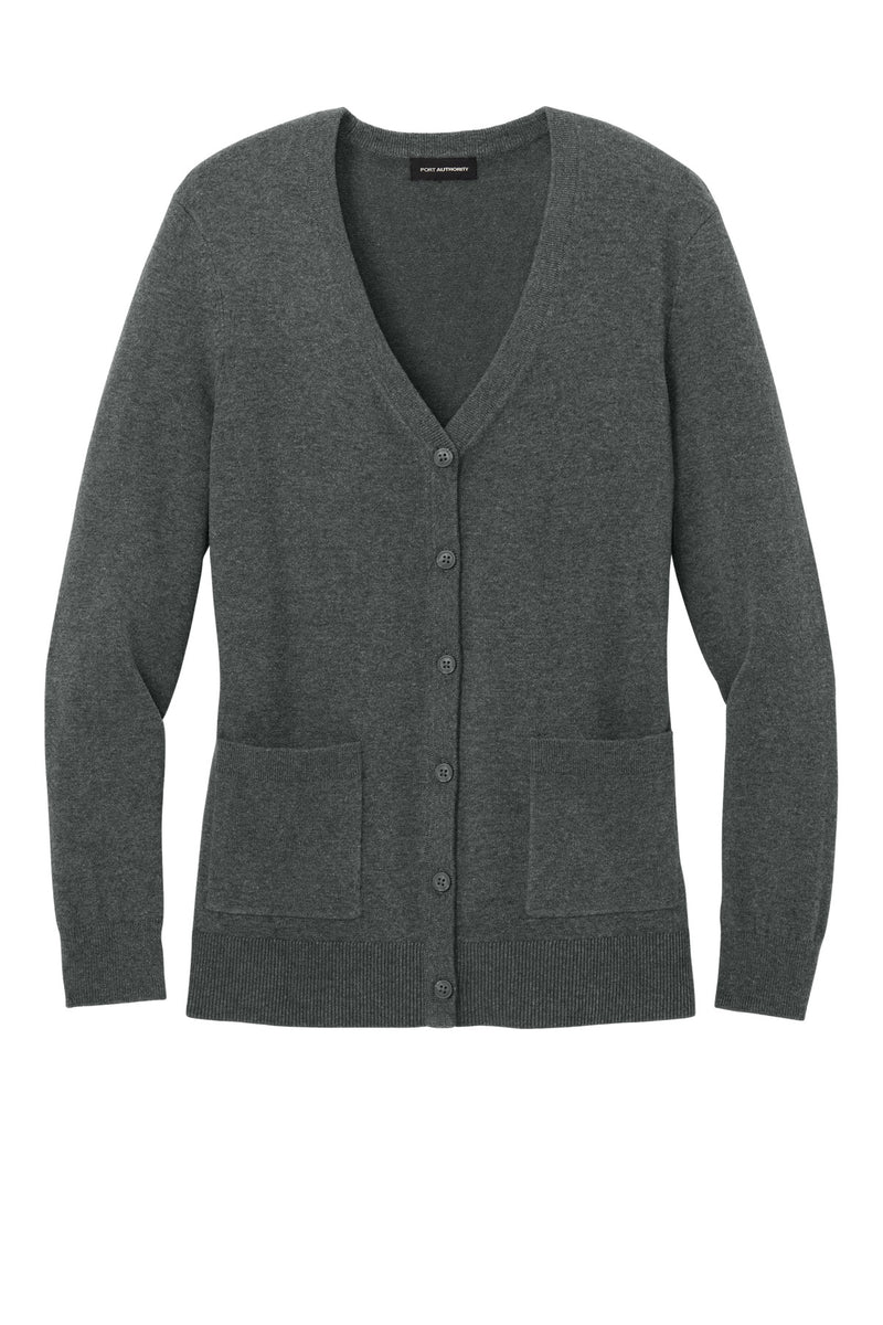 Port Authority Women's Easy Care Button-Up Cardigan Sweater - Charcoal Heather