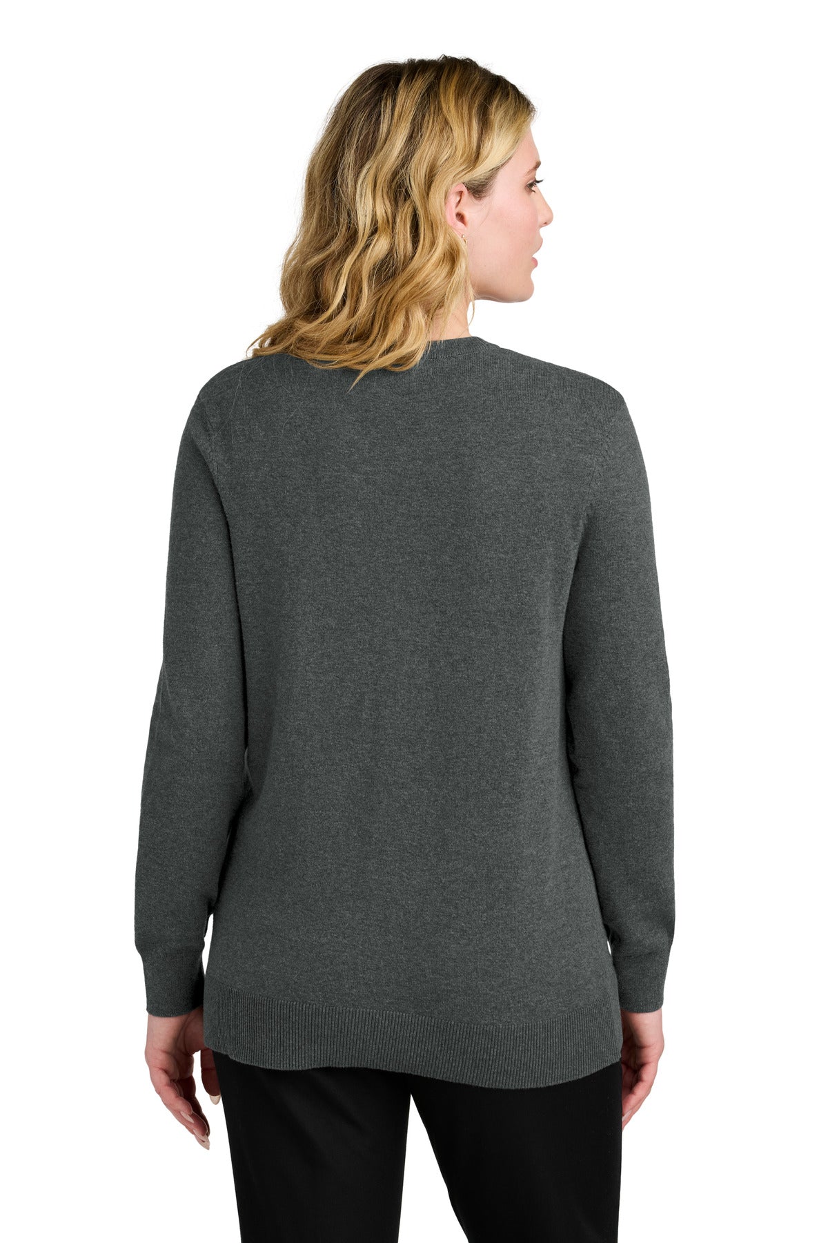 Port Authority Women's Easy Care Button-Up Cardigan Sweater - Charcoal Heather