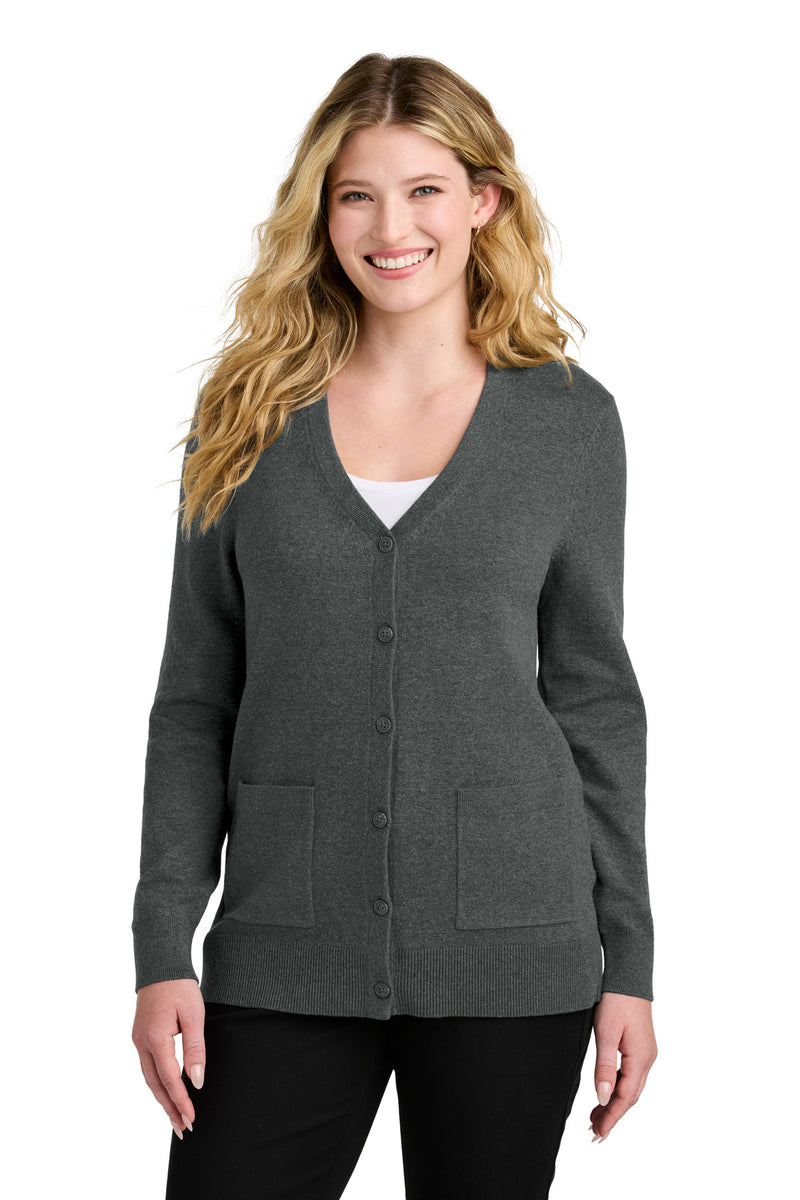Port Authority Women's Easy Care Button-Up Cardigan Sweater - Charcoal Heather