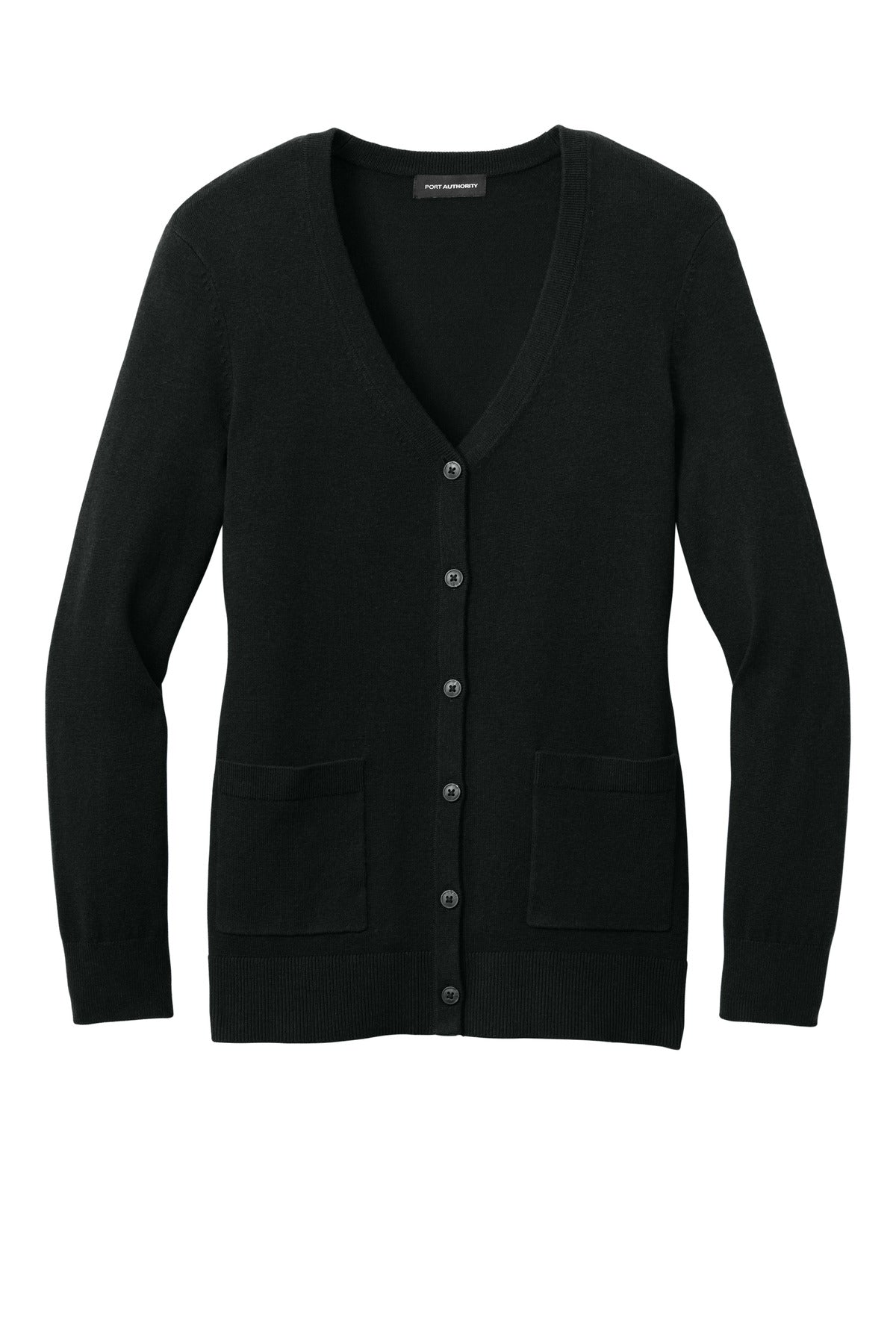 Port Authority Women's Easy Care Button-Up Cardigan Sweater - Deep Black