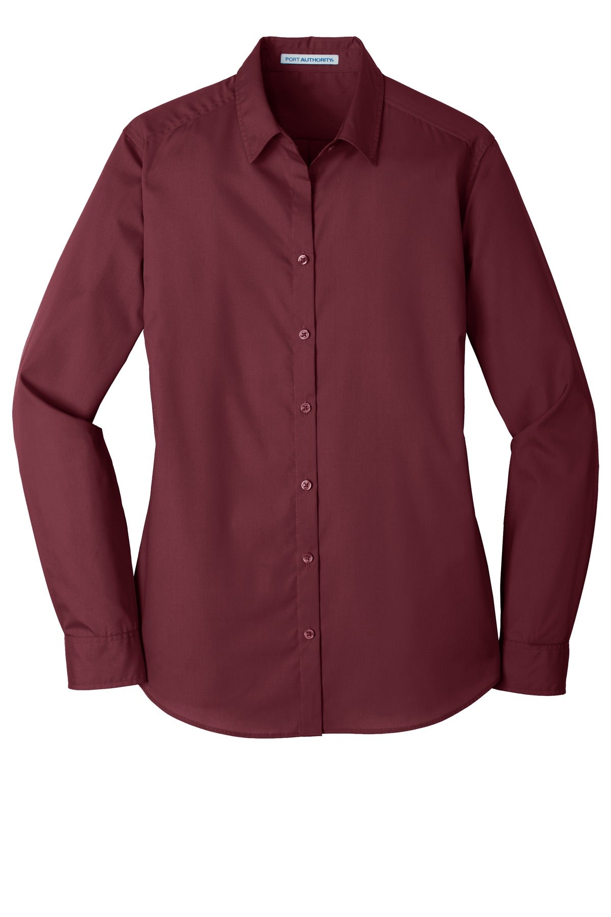 Port Authority Women's Long Sleeve Carefree Poplin Shirt - Burgundy
