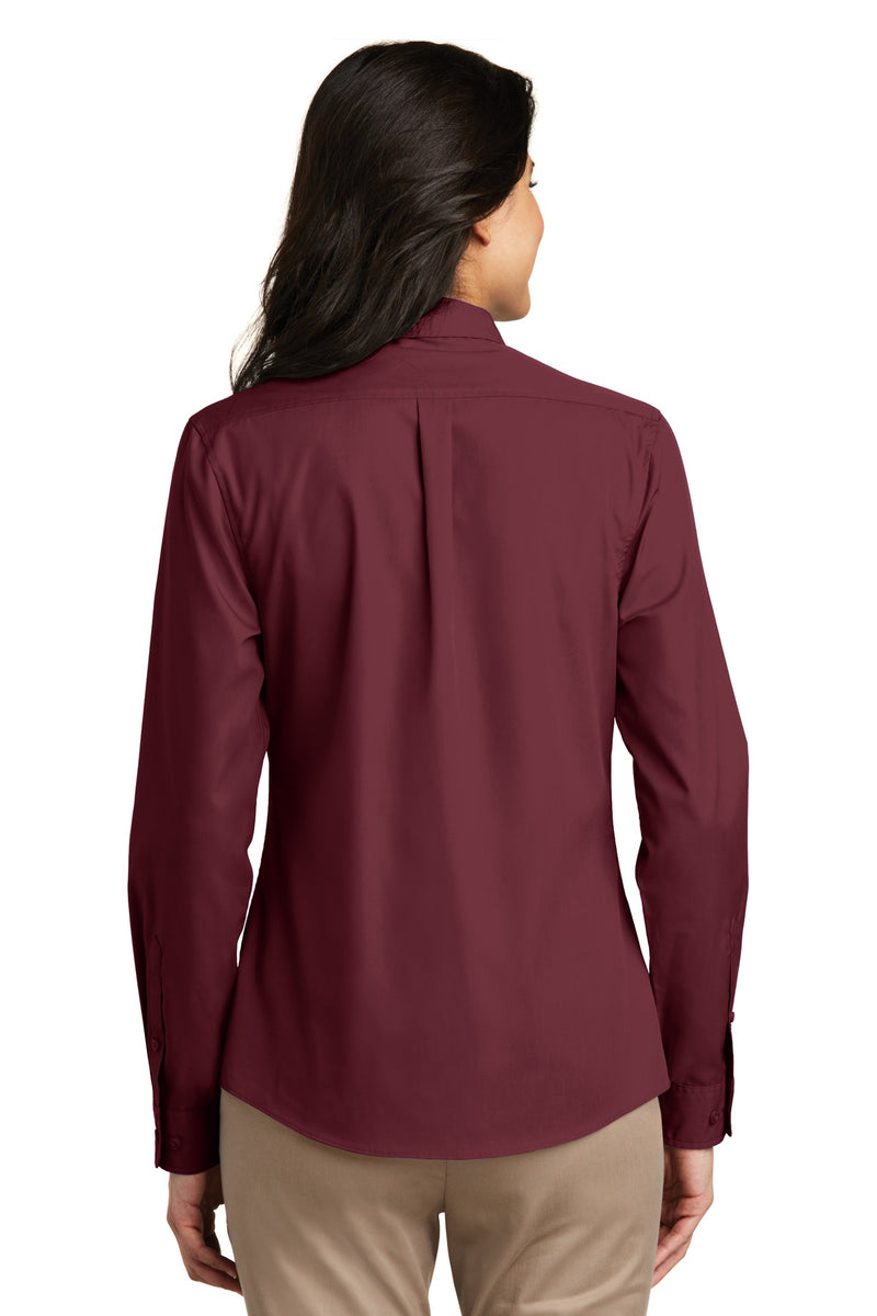 Port Authority Women's Long Sleeve Carefree Poplin Shirt - Burgundy