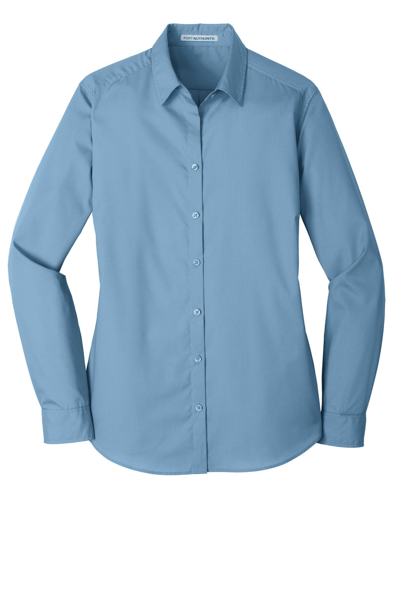 Port Authority Women's Long Sleeve Carefree Poplin Shirt - Carolina Blue