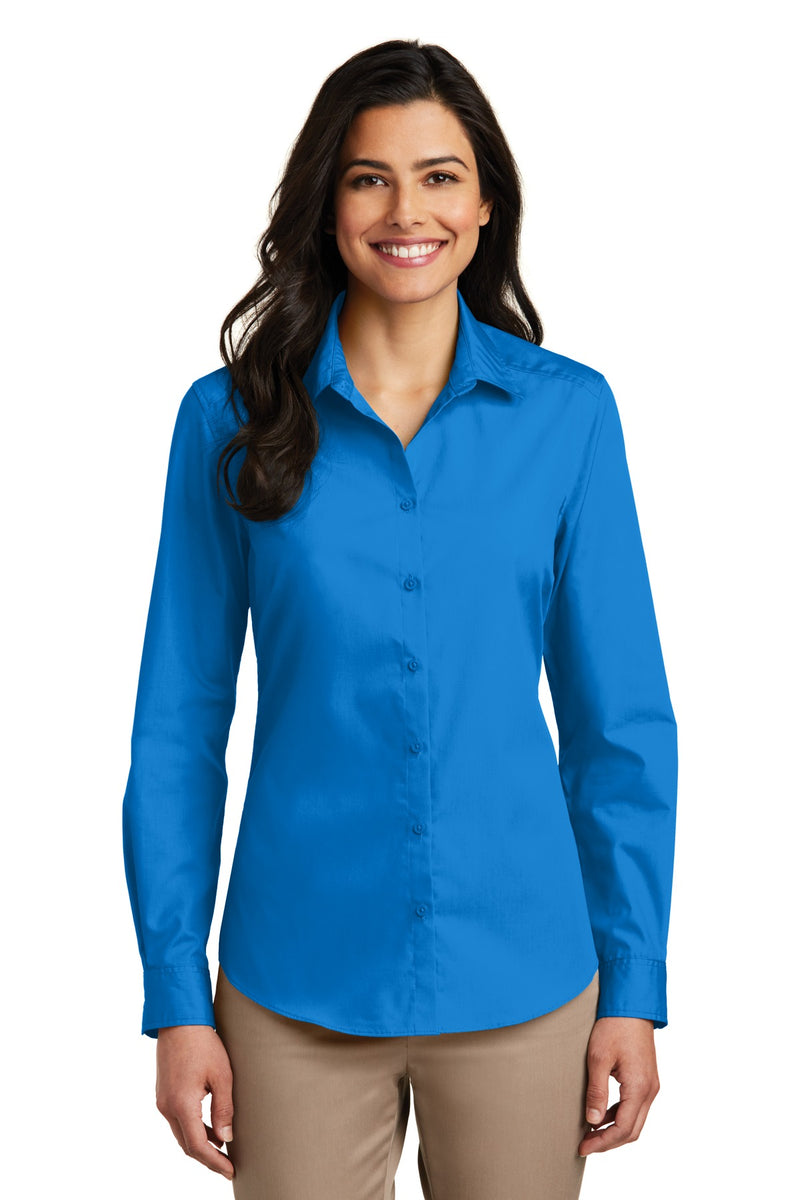 Port Authority Women's Long Sleeve Carefree Poplin Shirt - Coastal Blue