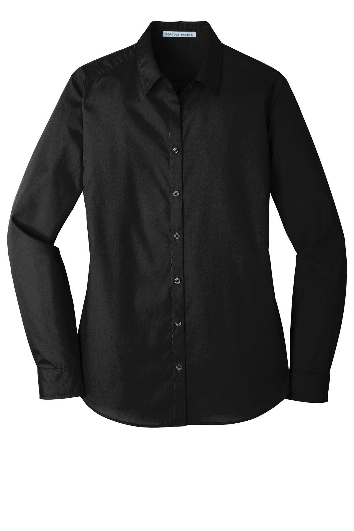 Port Authority Women's Long Sleeve Carefree Poplin Shirt - Deep Black
