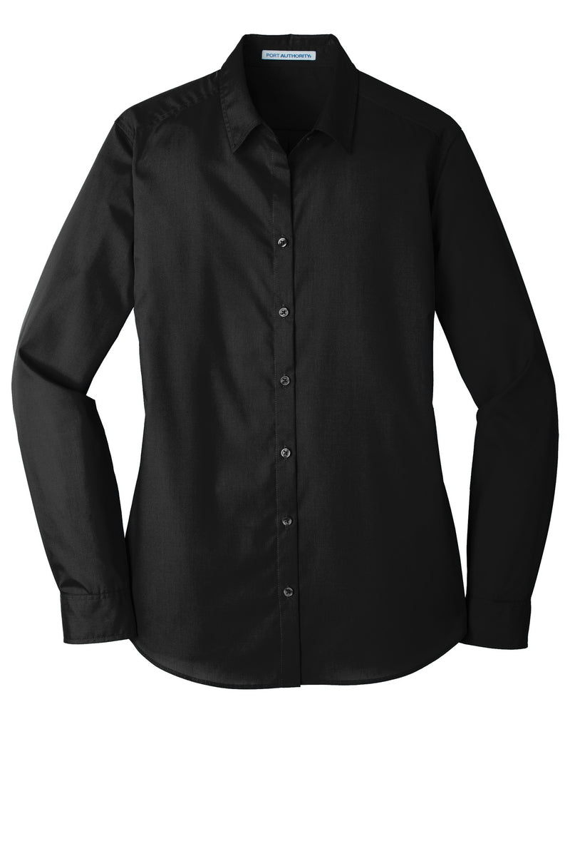 Port Authority Women's Long Sleeve Carefree Poplin Shirt - Deep Black