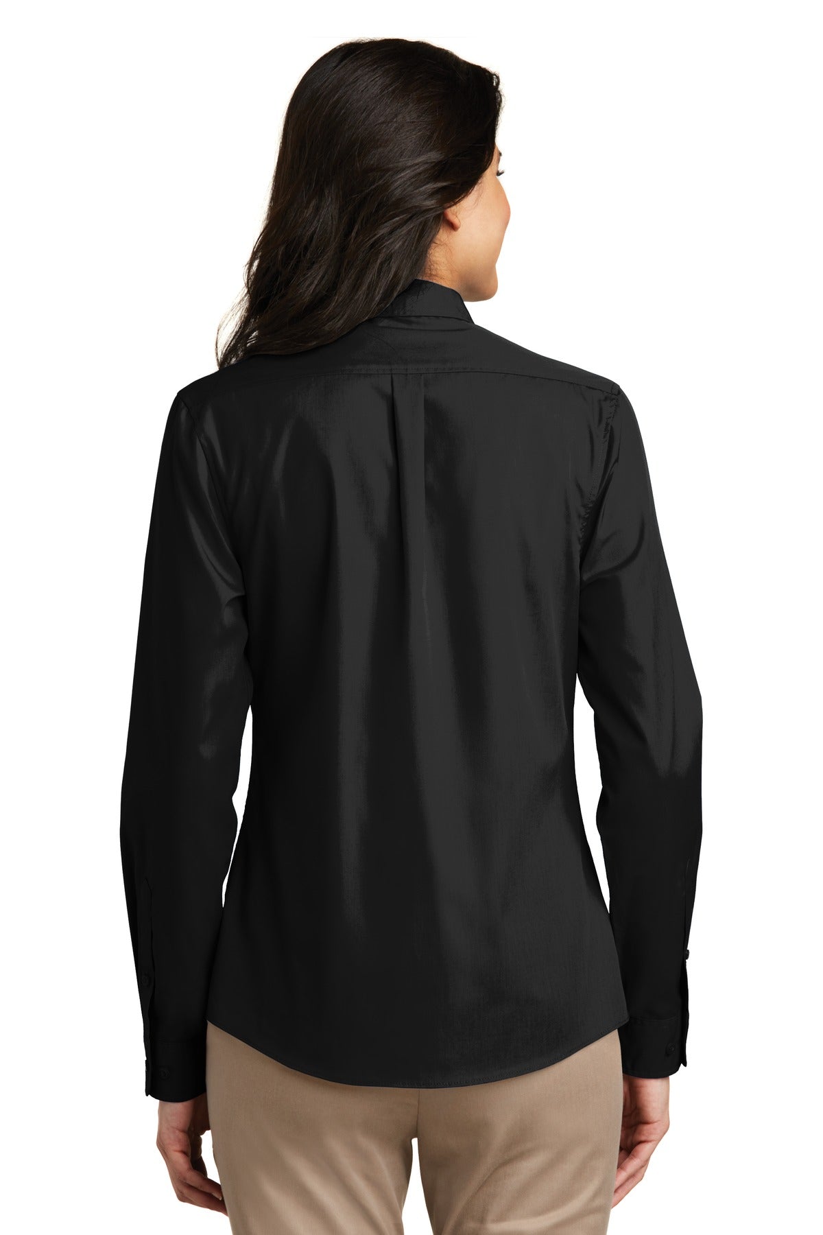 Port Authority Women's Long Sleeve Carefree Poplin Shirt - Deep Black