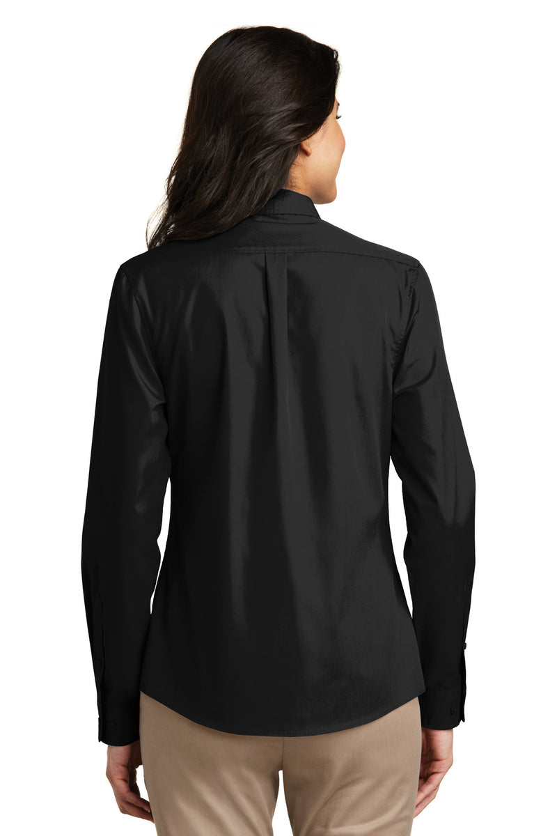 Port Authority Women's Long Sleeve Carefree Poplin Shirt - Deep Black
