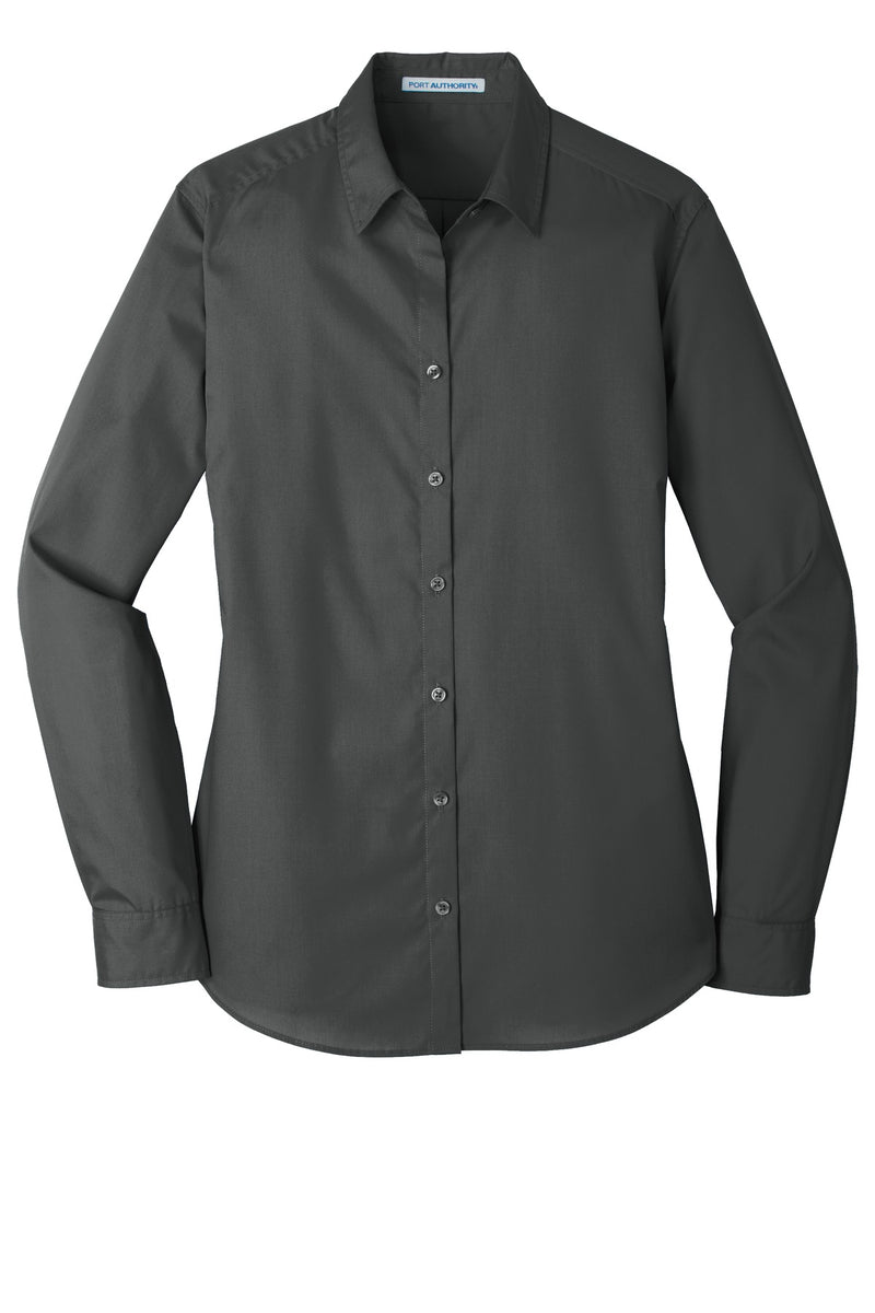 Port Authority Women's Long Sleeve Carefree Poplin Shirt - Graphite