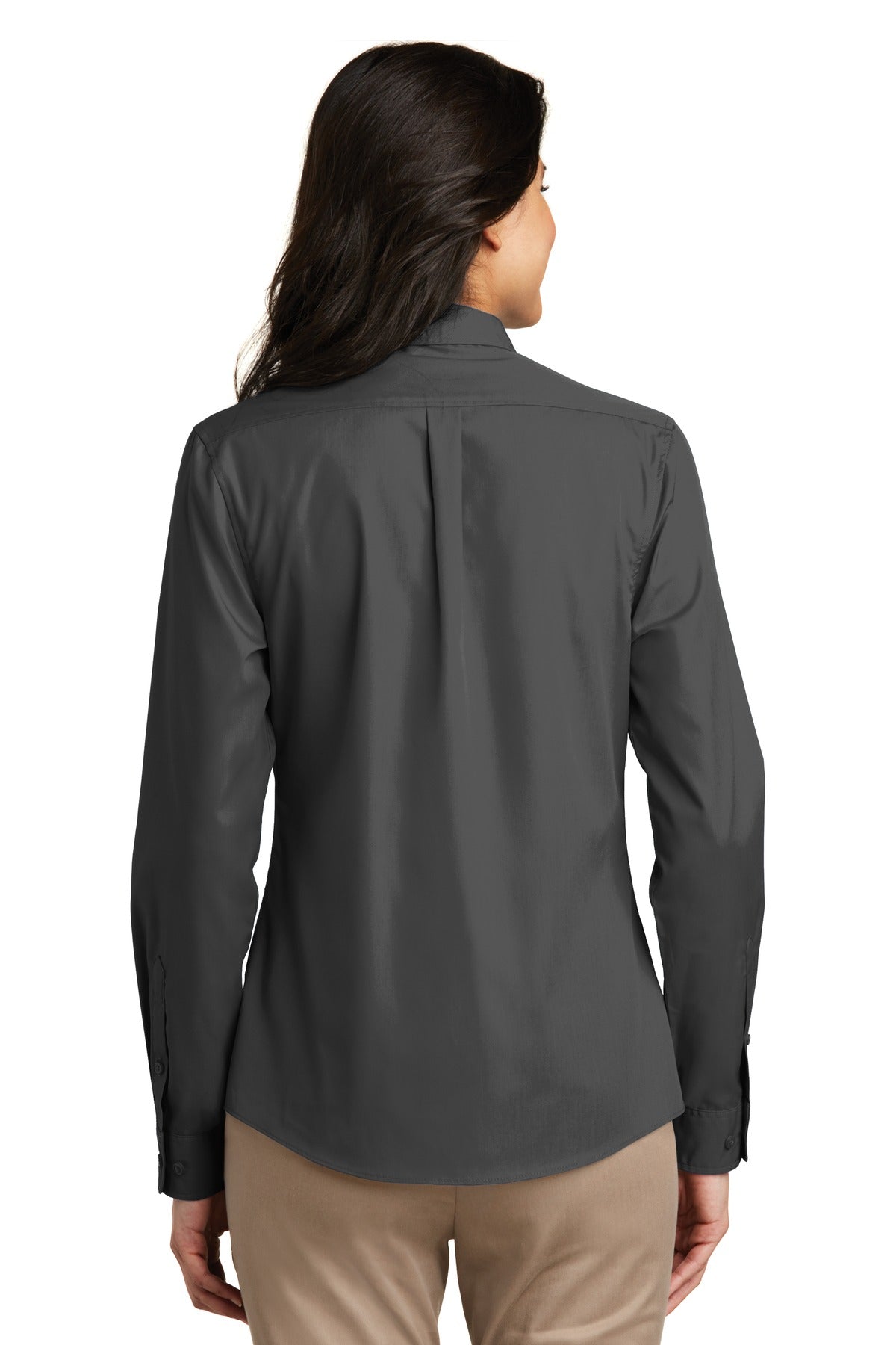 Port Authority Women's Long Sleeve Carefree Poplin Shirt - Graphite