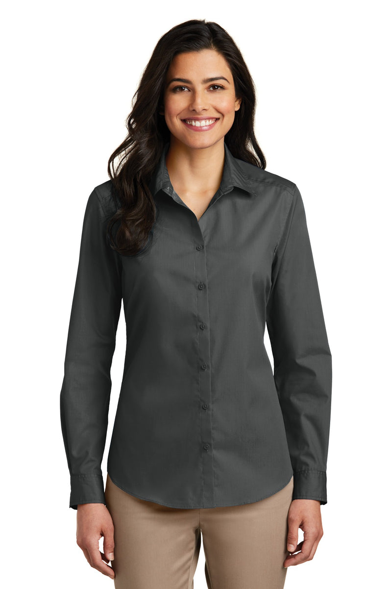 Port Authority Women's Long Sleeve Carefree Poplin Shirt - Graphite