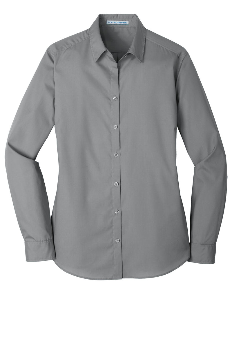 Port Authority Women's Long Sleeve Carefree Poplin Shirt - Gusty Grey