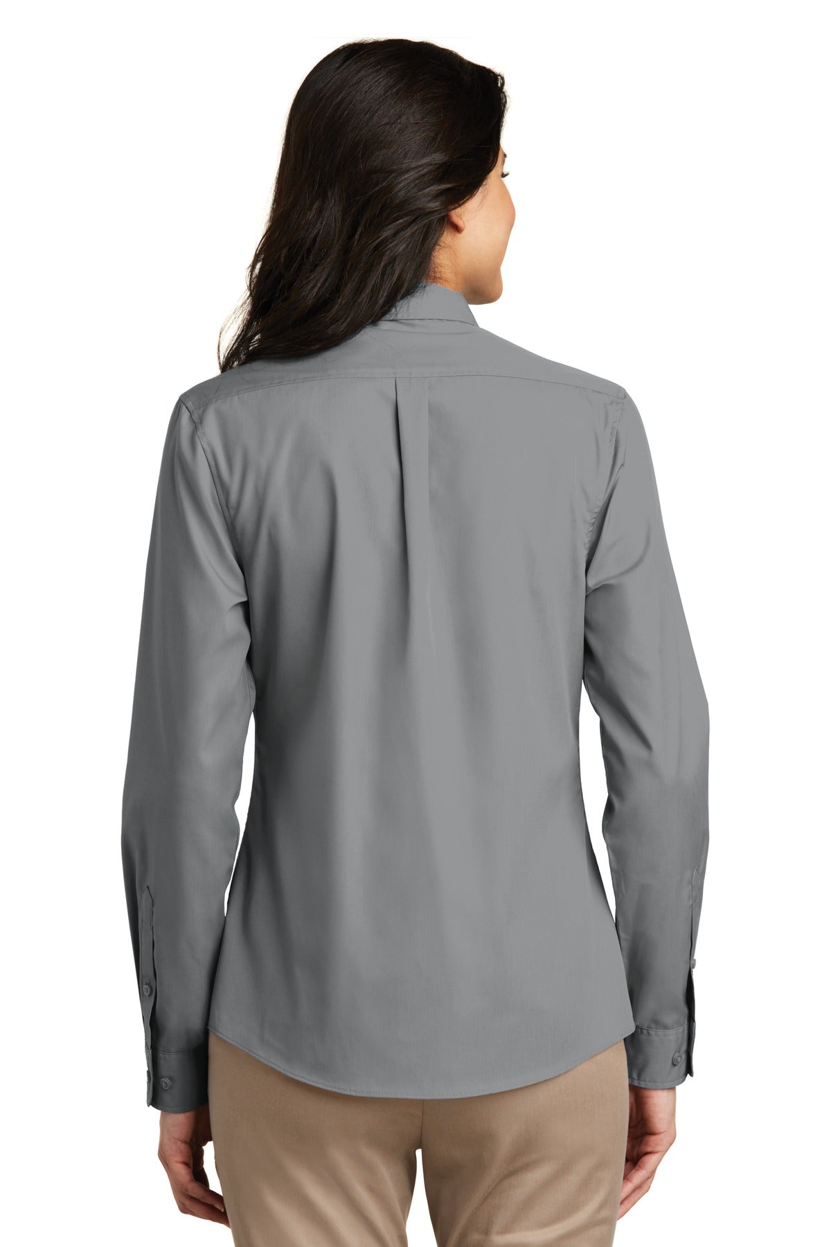 Port Authority Women's Long Sleeve Carefree Poplin Shirt - Gusty Grey