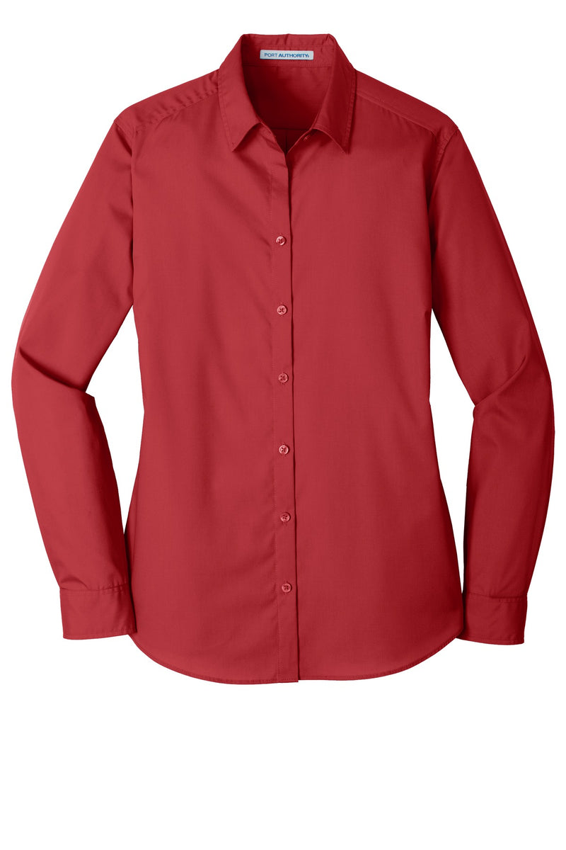 Port Authority Women's Long Sleeve Carefree Poplin Shirt - Rich Red