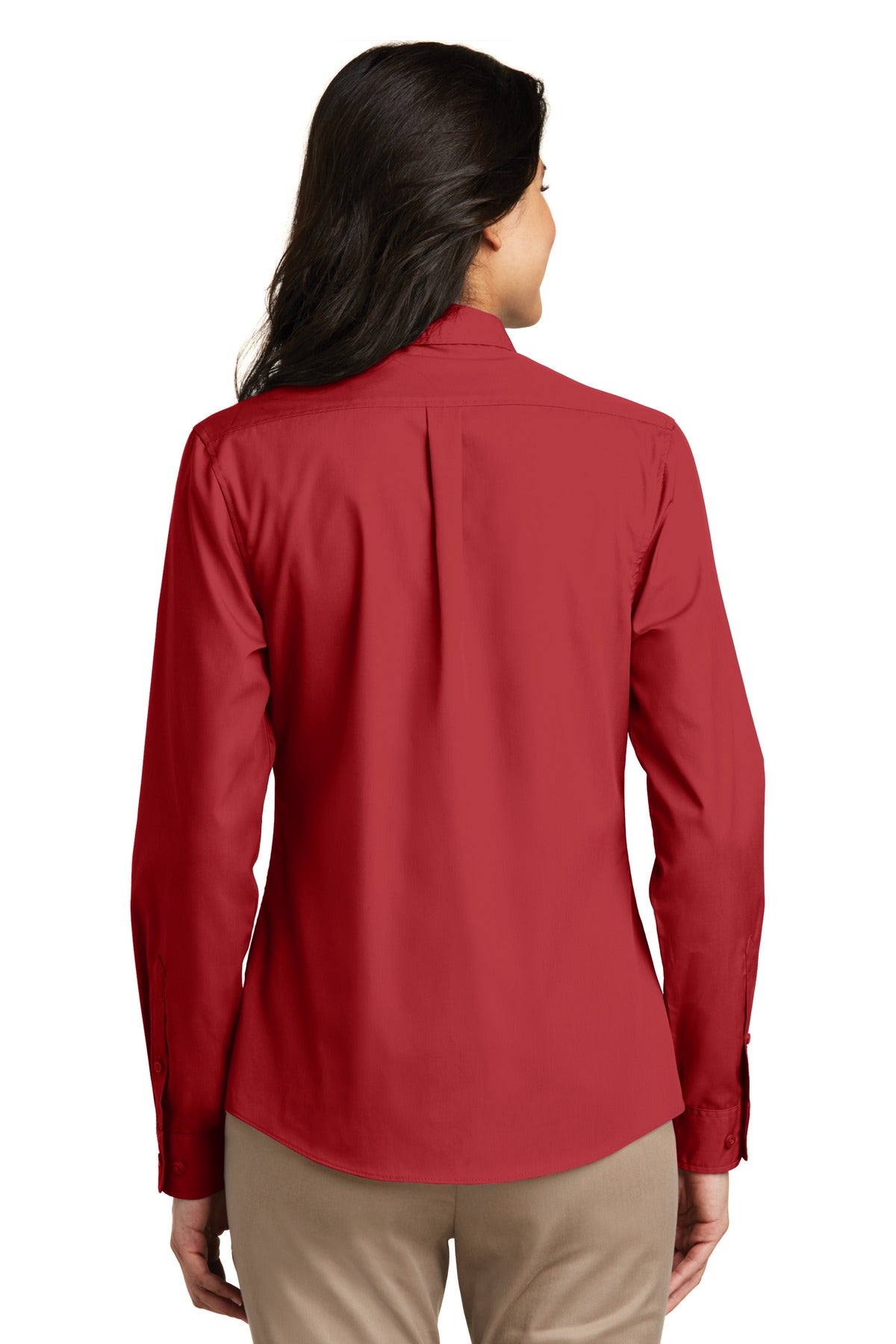 Port Authority Women's Long Sleeve Carefree Poplin Shirt - Rich Red