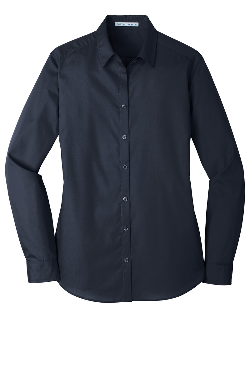 Port Authority Women's Long Sleeve Carefree Poplin Shirt - River Blue Navy