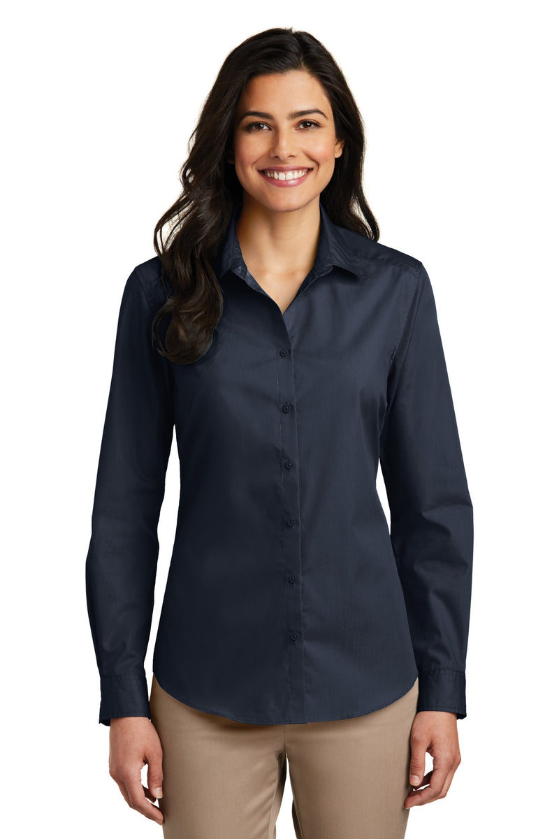 Port Authority Women's Long Sleeve Carefree Poplin Shirt - River Blue Navy