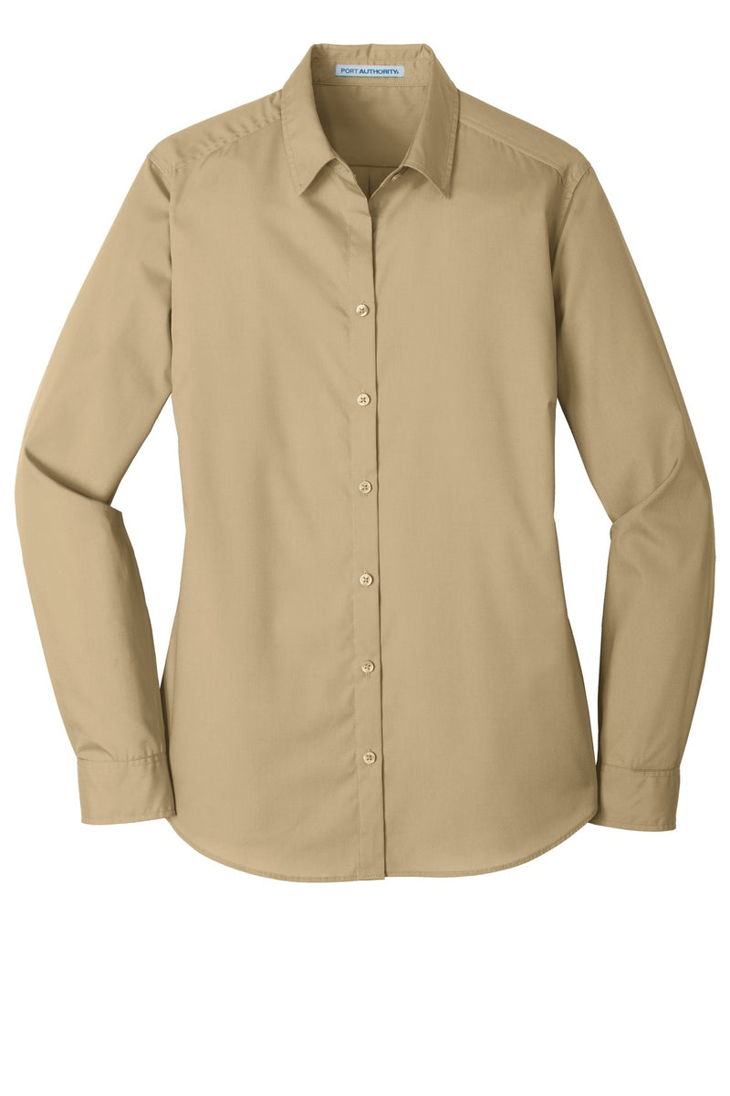 Port Authority Women's Long Sleeve Carefree Poplin Shirt - Wheat
