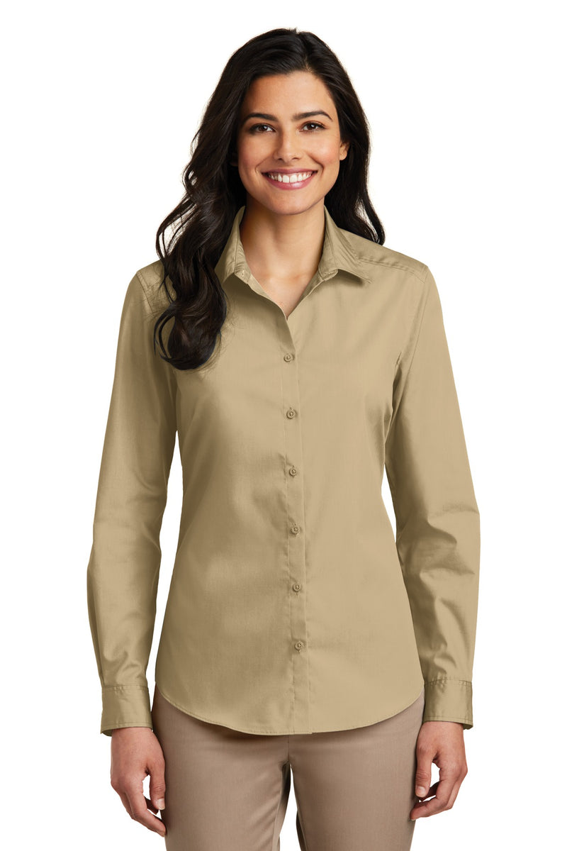Port Authority Women's Long Sleeve Carefree Poplin Shirt - Wheat