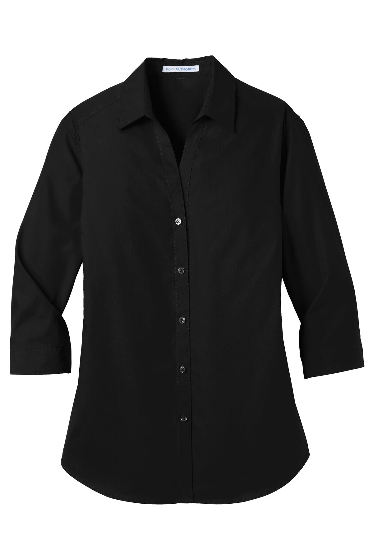 Port Authority Women's 3/4-Sleeve Carefree Poplin Shirt - Deep Black