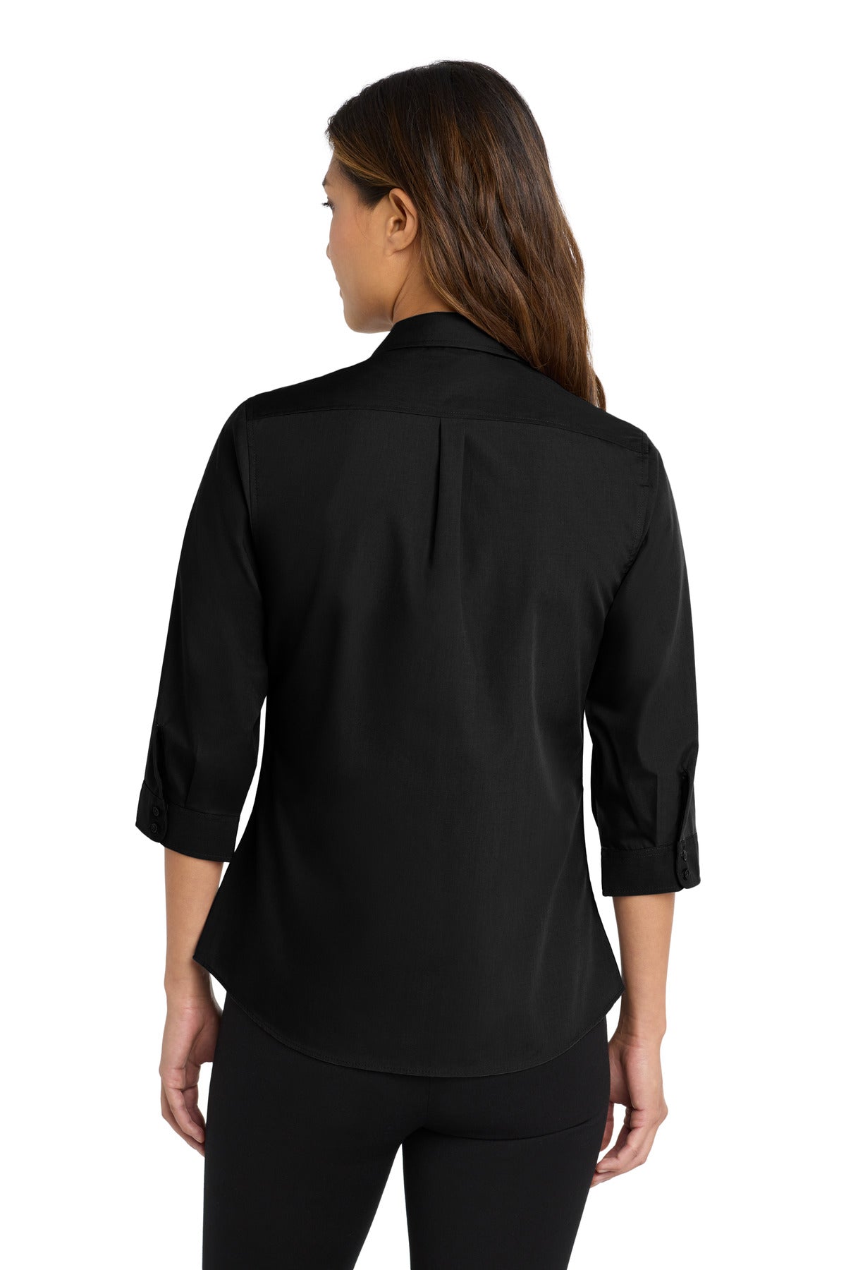 Port Authority Women's 3/4-Sleeve Carefree Poplin Shirt - Deep Black