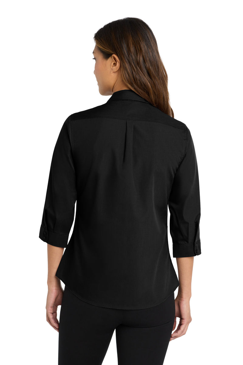 Port Authority Women's 3/4-Sleeve Carefree Poplin Shirt - Deep Black