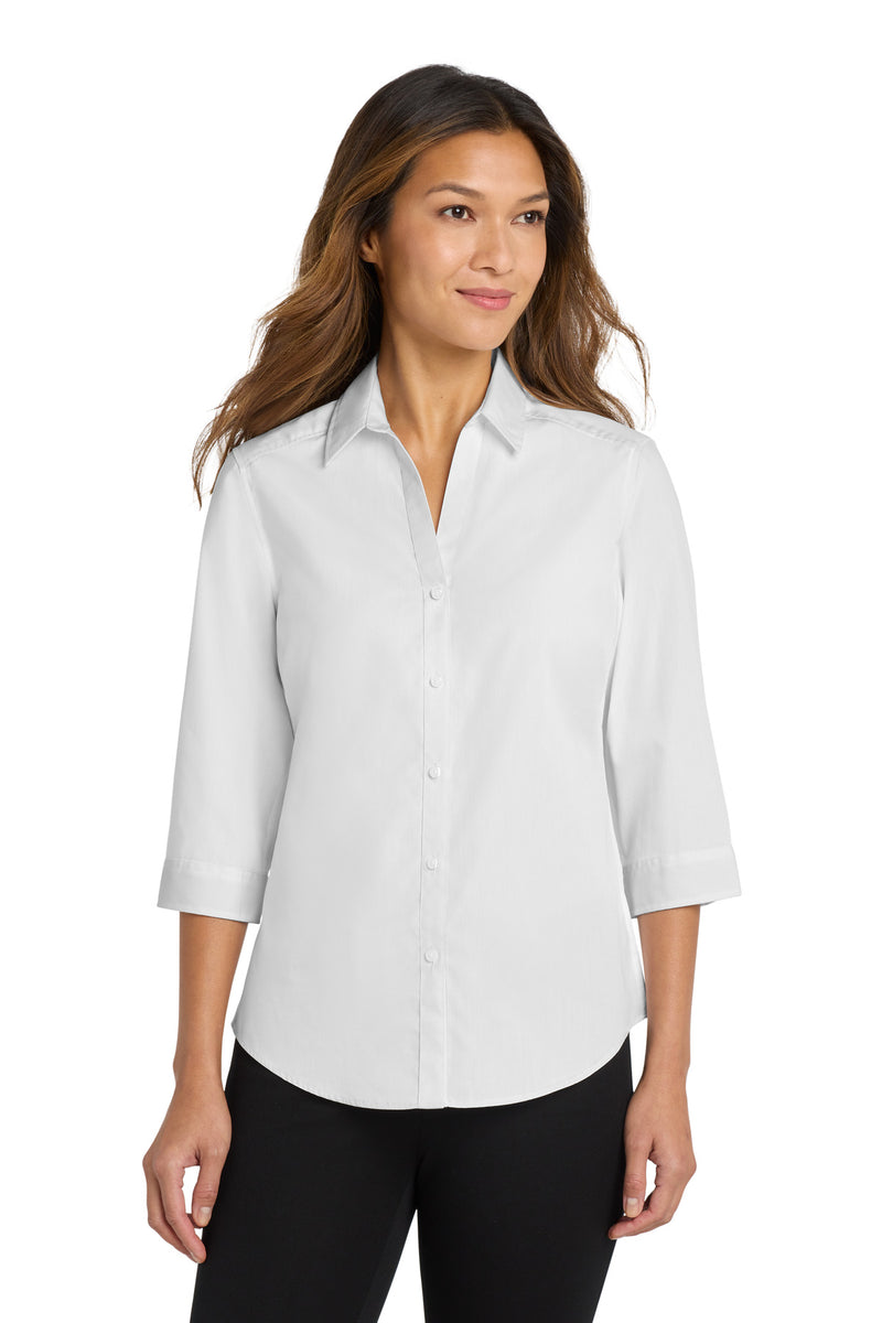 Port Authority Women's 3/4-Sleeve Carefree Poplin Shirt - White