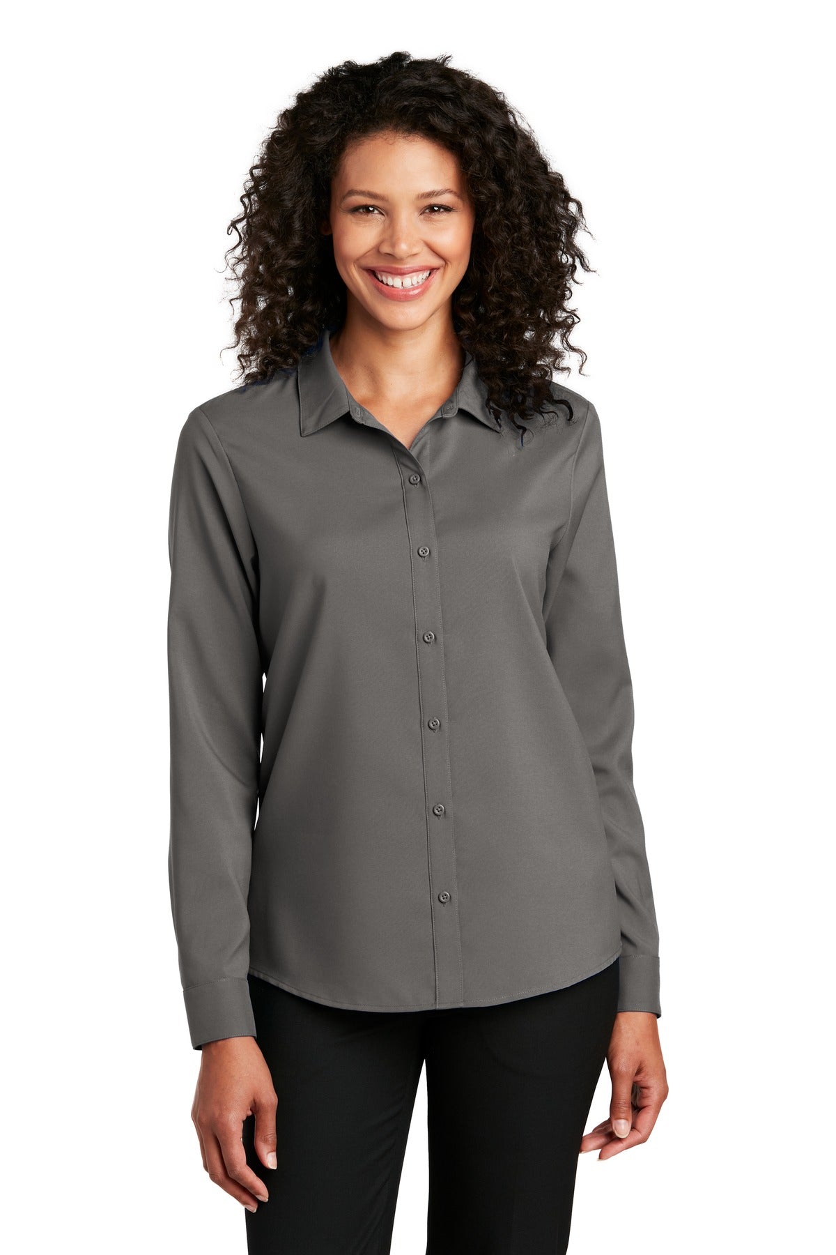 Port Authority Women's Long Sleeve Performance Staff Shirt - Graphite