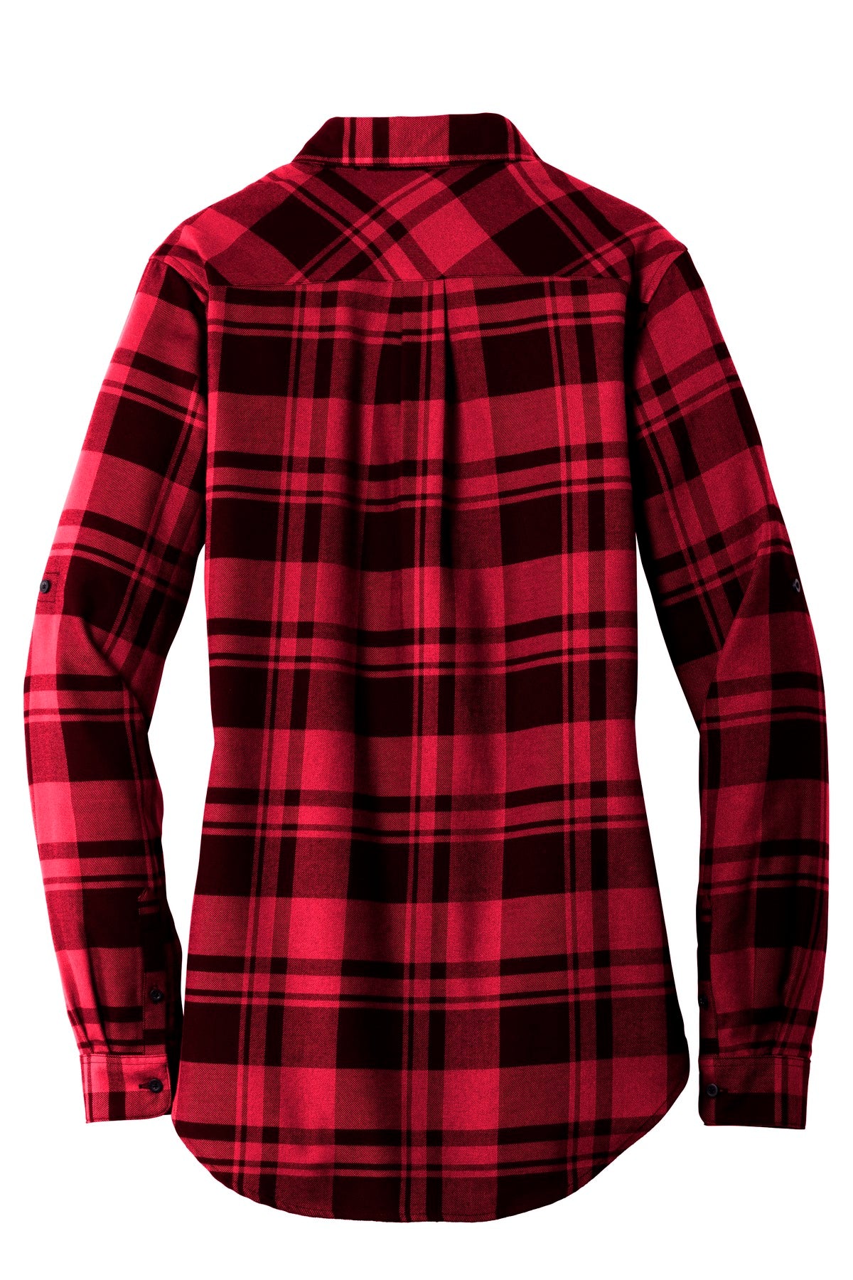 Port Authority Women's Plaid Flannel Tunic - Engine Red/ Black
