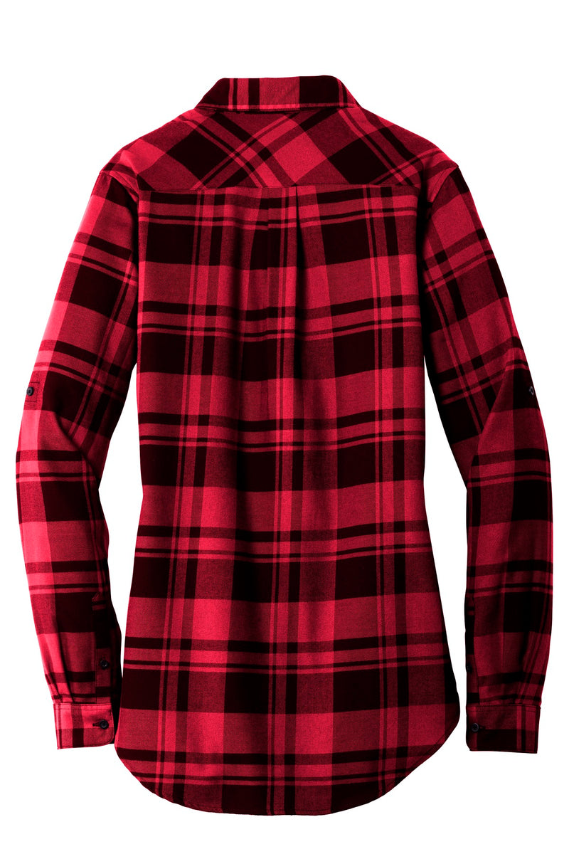 Port Authority Women's Plaid Flannel Tunic - Engine Red/ Black