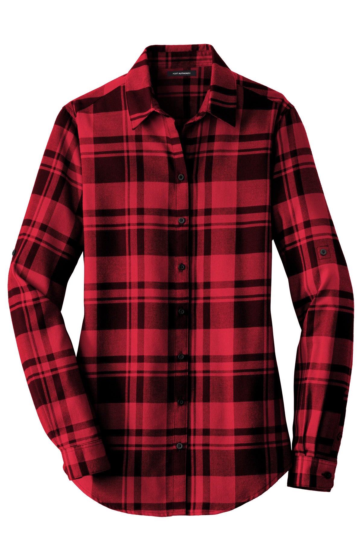 Port Authority Women's Plaid Flannel Tunic - Engine Red/ Black