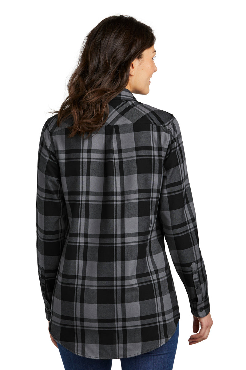 Port Authority Women's Plaid Flannel Tunic - Grey/ Black