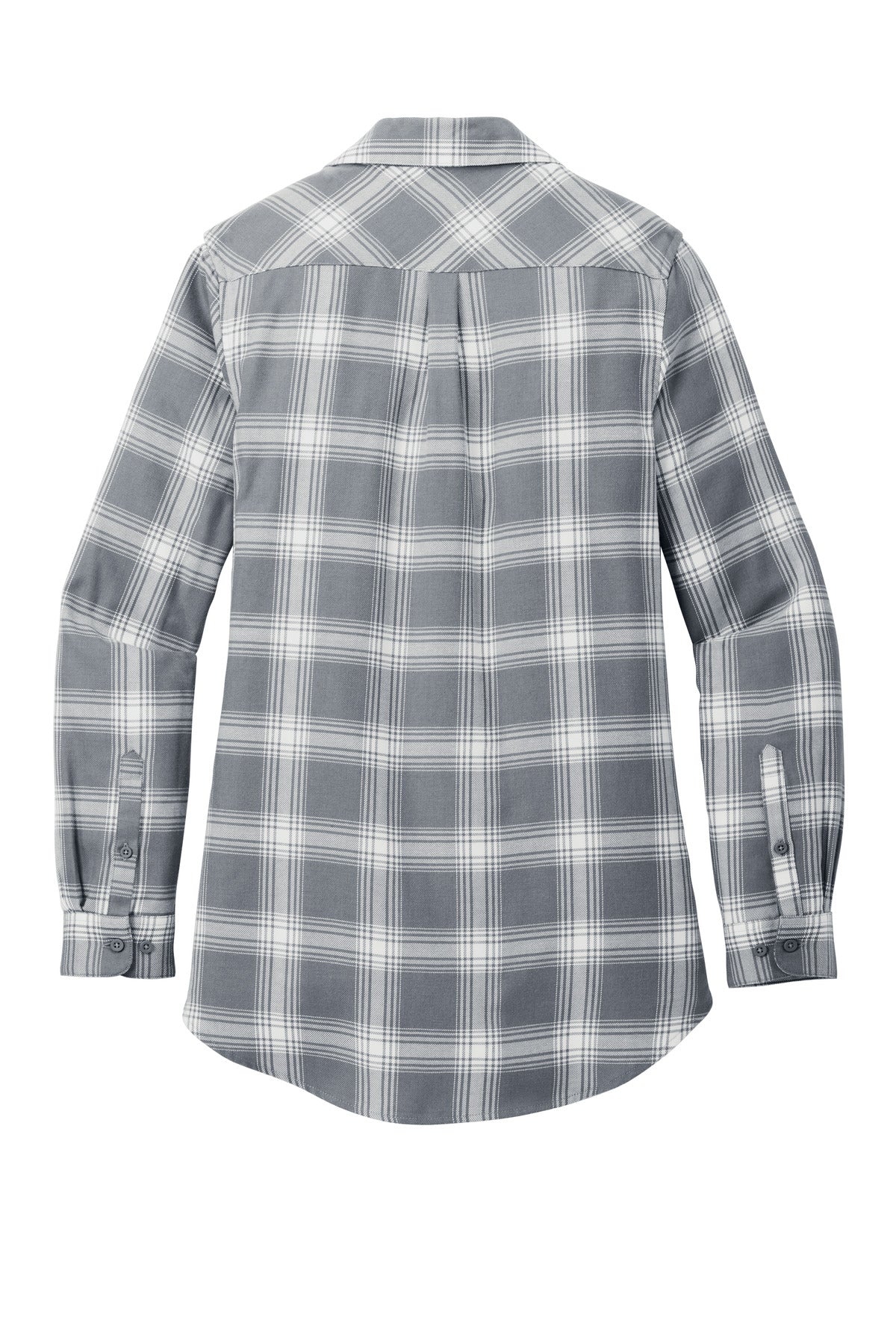 Port Authority Women's Plaid Flannel Tunic - Grey/ Cream Open Plaid