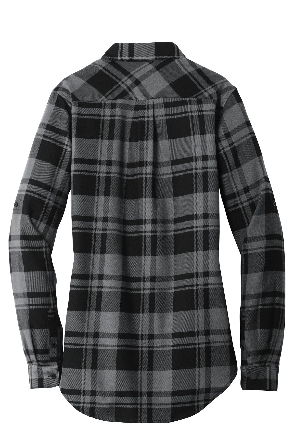 Port Authority Women's Plaid Flannel Tunic - Grey/ Black