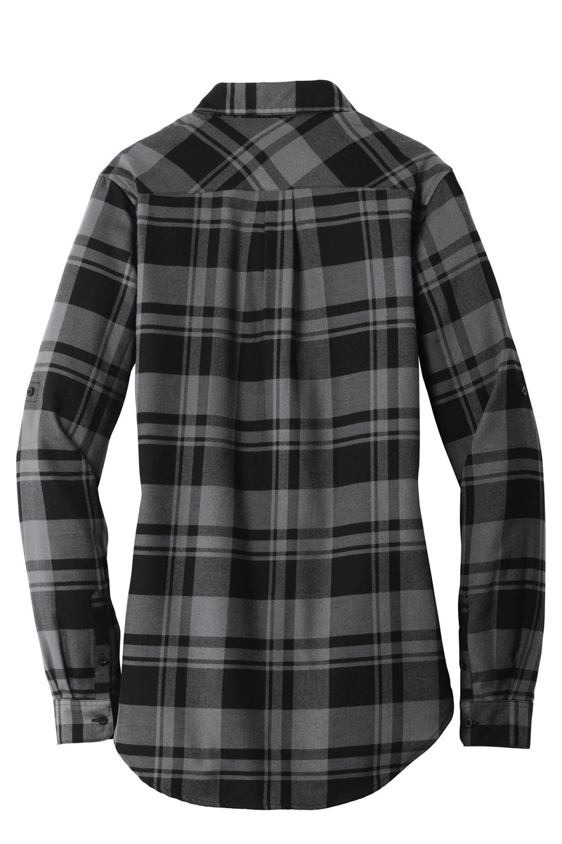 Port Authority Women's Plaid Flannel Tunic - Grey/ Black