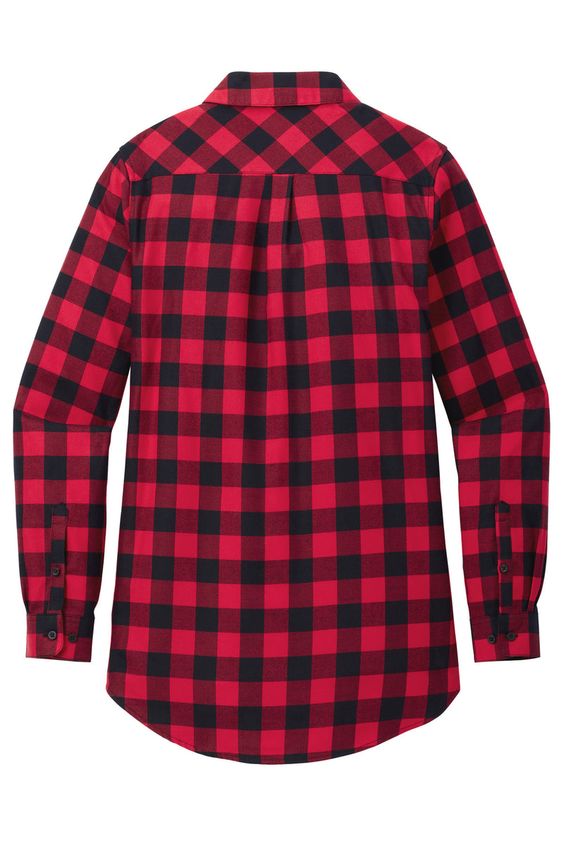 Port Authority Women's Plaid Flannel Tunic - Red/ Black Buffalo Check