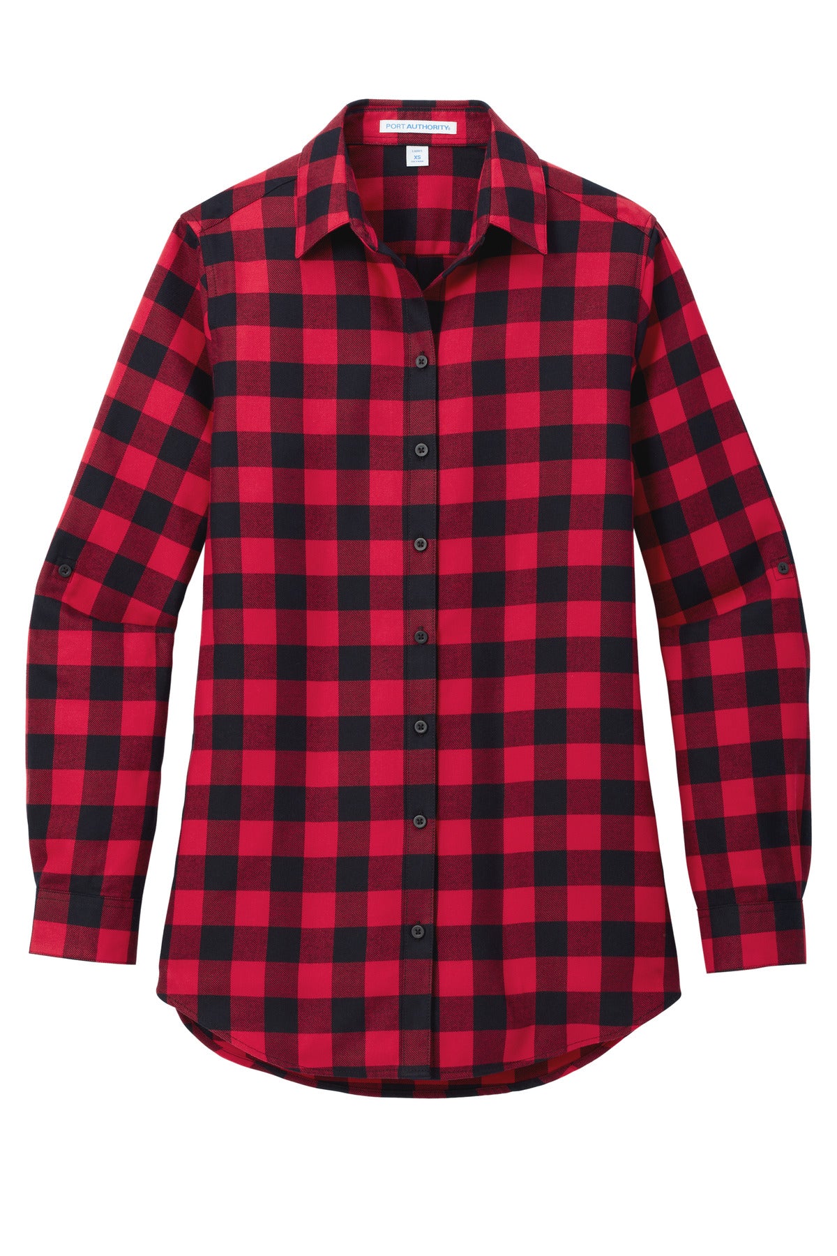 Port Authority Women's Plaid Flannel Tunic - Red/ Black Buffalo Check